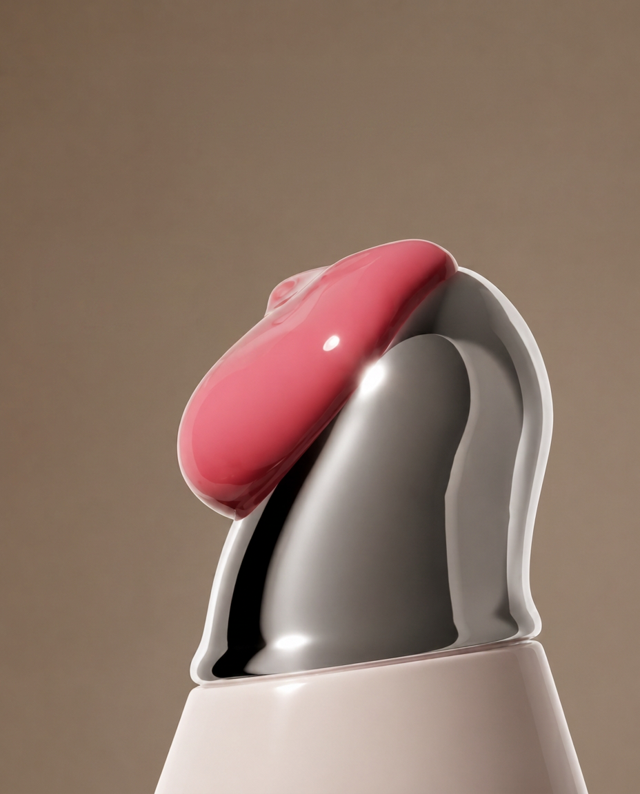 Macro of the Cavelle chrome precision applicator tip with glossy balm